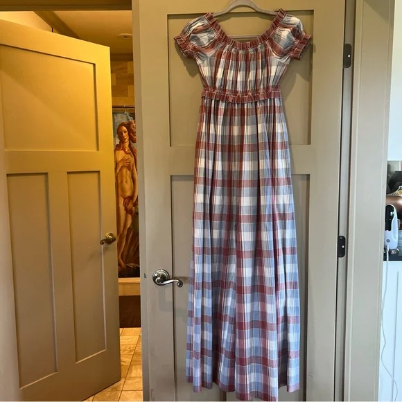 Ulla Johnson Plaid Off-Shoulder Jumpsuit Romper Elegant - Picture 4 of 11